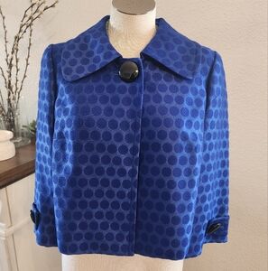 Insight Royal Blue Retro Round Collared 3/4 Bell Sleeve Women's Jacket Size 6